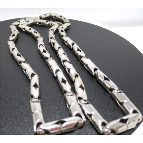 14K WHITE SOLID GOLD unique Turkish style rope LINK Unisex Necklace - Picture 6 of 14